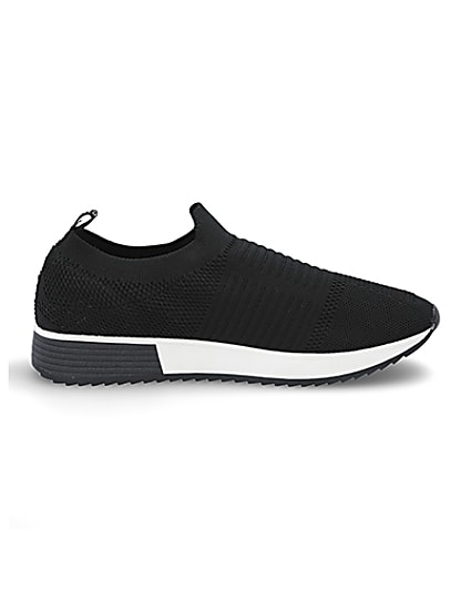 360 degree animation of product Black knit runner trainers frame-15