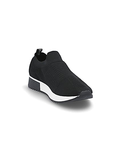 360 degree animation of product Black knit runner trainers frame-19