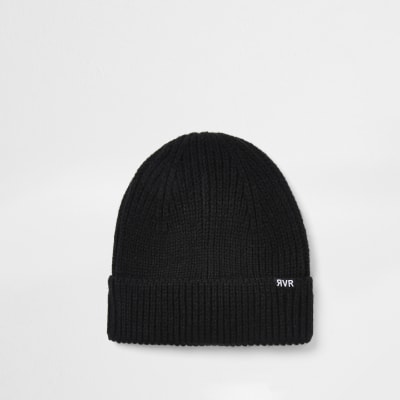 Black knitted docker beanie hat | River Island