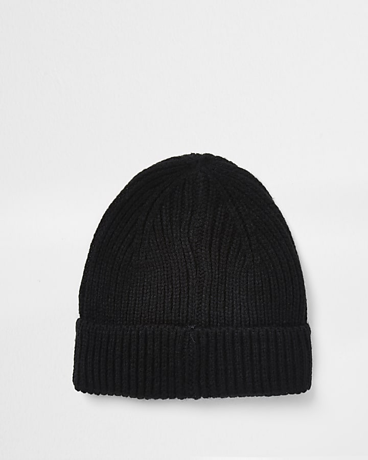 Black knitted docker beanie hat