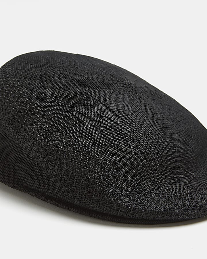 Black Knitted Flat Cap