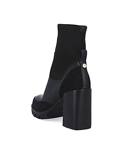 360 degree animation of product Black knitted heeled ankle boots frame-7