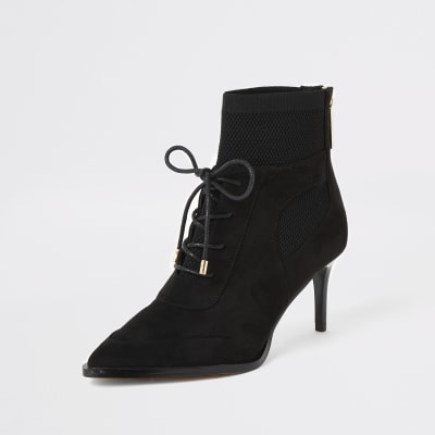 river island black heeled boots