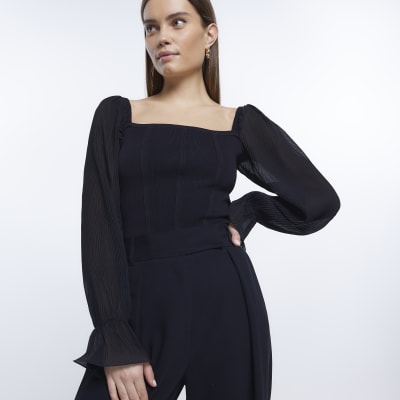 Black knitted long sleeve top