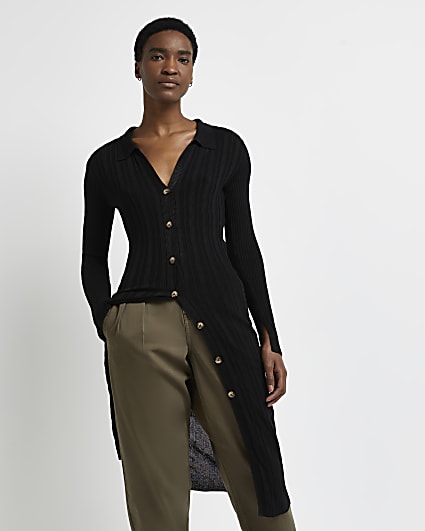 Black knitted longline shirt