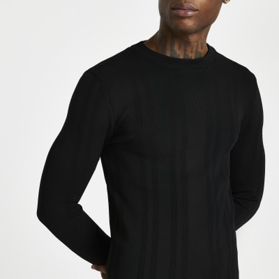 muscle fit knitted jumper