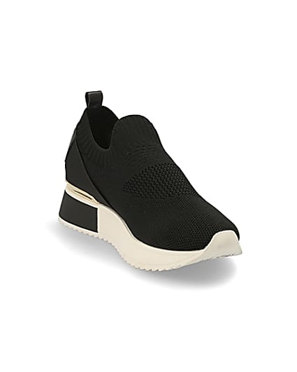 360 degree animation of product Black knitted runner trainers frame-19