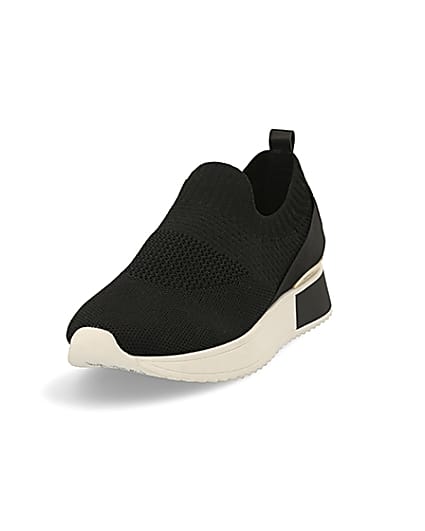 360 degree animation of product Black knitted runner trainers frame-23