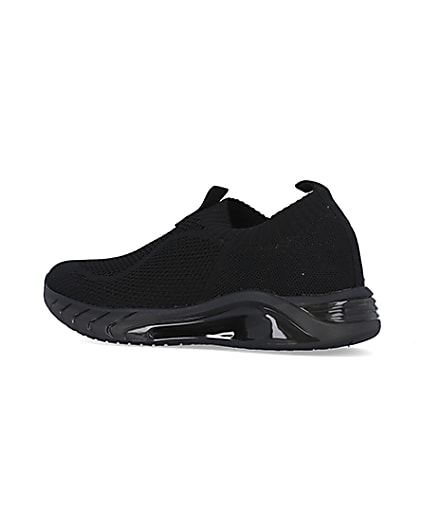 360 degree animation of product Black knitted runner trainers frame-5