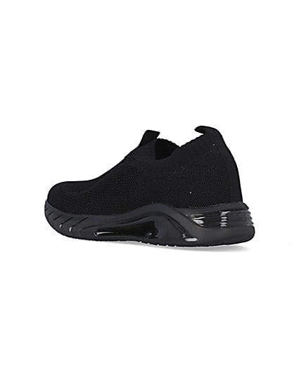 360 degree animation of product Black knitted runner trainers frame-6