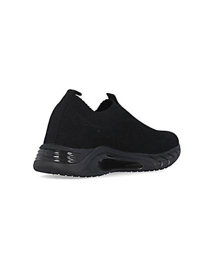 360 degree animation of product Black knitted runner trainers frame-12