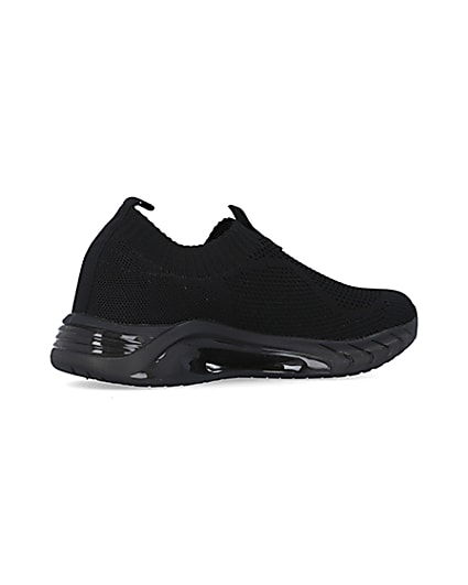 360 degree animation of product Black knitted runner trainers frame-13