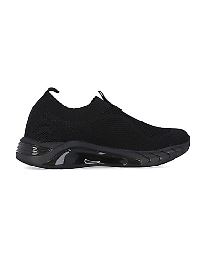 360 degree animation of product Black knitted runner trainers frame-14