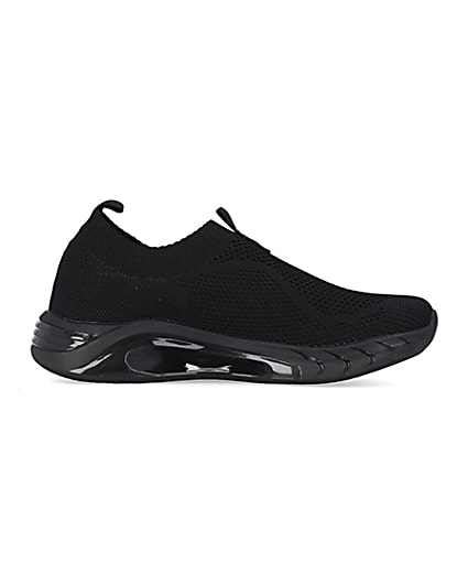 360 degree animation of product Black knitted runner trainers frame-15