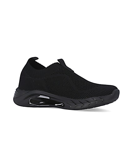 360 degree animation of product Black knitted runner trainers frame-17