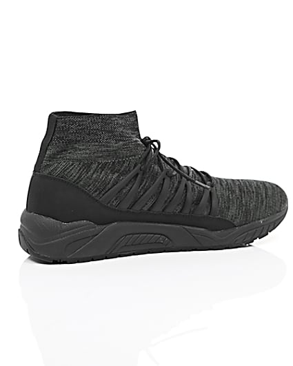 360 degree animation of product Black knitted sports trainers frame-11