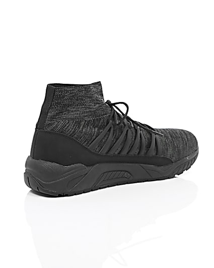 360 degree animation of product Black knitted sports trainers frame-12