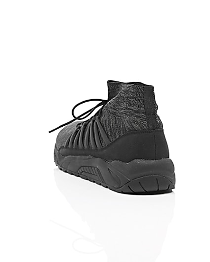 360 degree animation of product Black knitted sports trainers frame-17