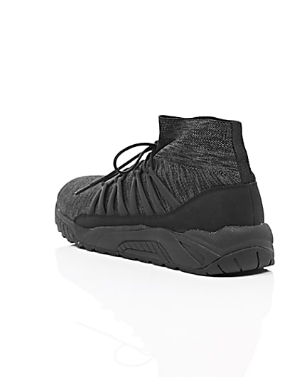 360 degree animation of product Black knitted sports trainers frame-18