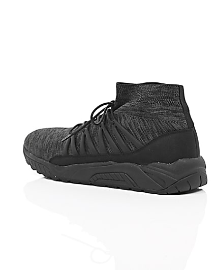 360 degree animation of product Black knitted sports trainers frame-19