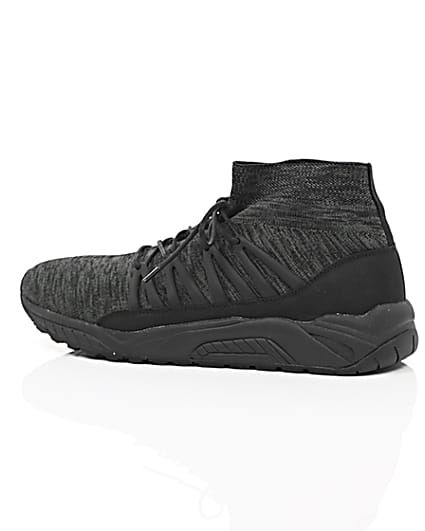 360 degree animation of product Black knitted sports trainers frame-20