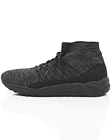 360 degree animation of product Black knitted sports trainers frame-21