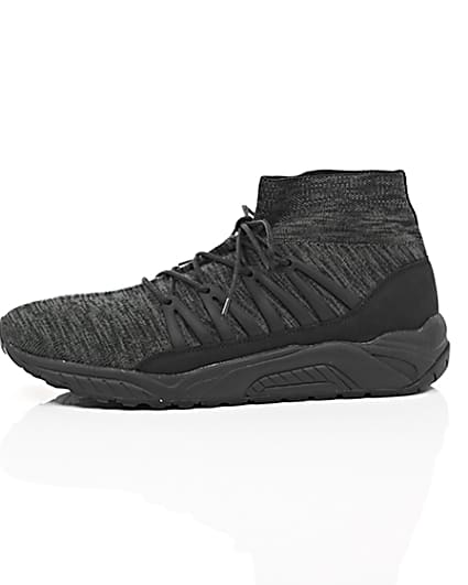 360 degree animation of product Black knitted sports trainers frame-22
