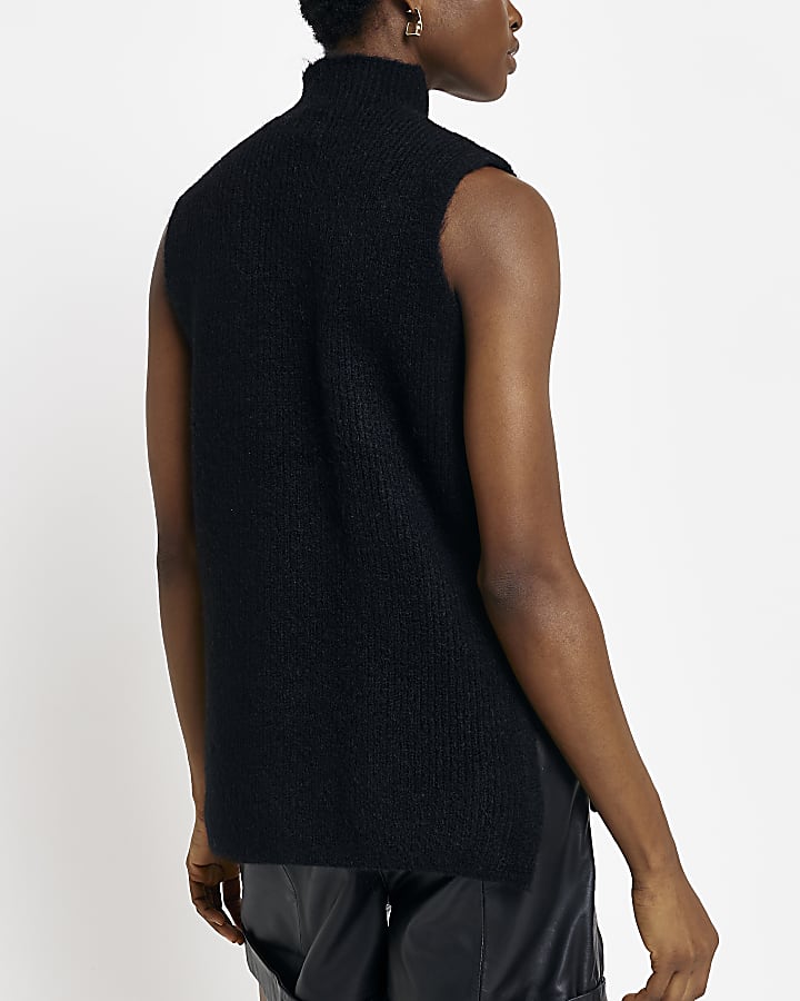Black knitted tank top