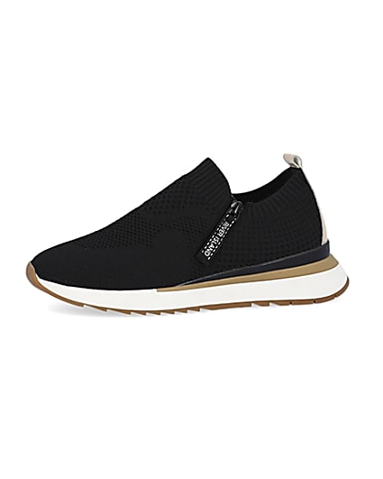360 degree animation of product Black knitted trainers frame-2
