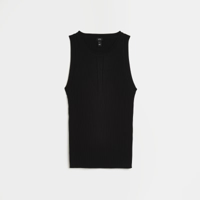 Black knitted vest top River Island