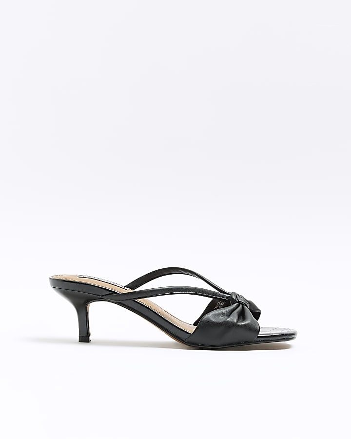 Black knot detail heeled mule shoes