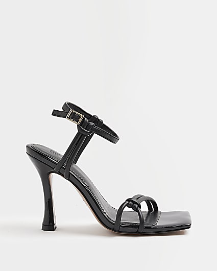 Black knot detail heeled sandals