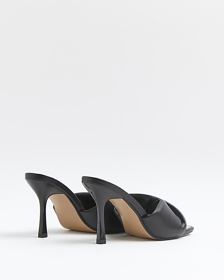 Black knot front heeled mules