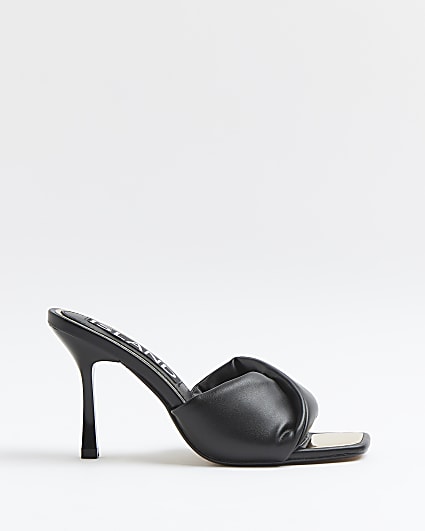 Black knot front heeled mules