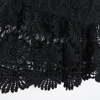 Black lace bandeau corset top | River Island
