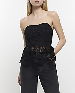 Black lace bandeau corset top