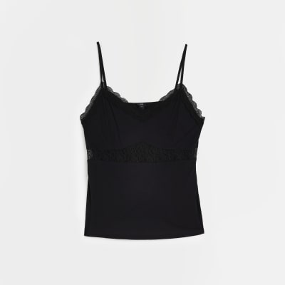 Black lace cami top River Island