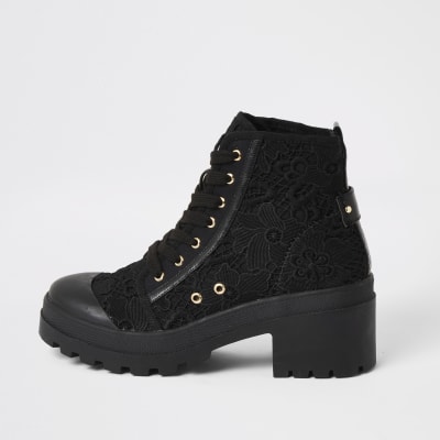 river island black chunky boots