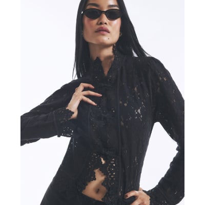 Black Lace Detail Drummer Jacket