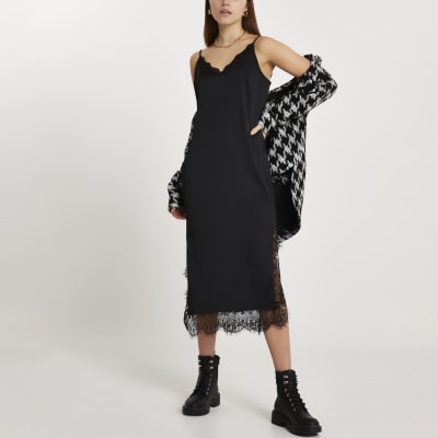 river island black cami dress