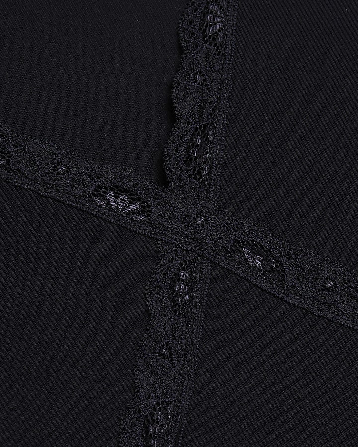 Black lace long sleeve bodycon midi dress