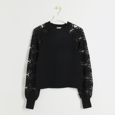 Black lace jumpers hotsell