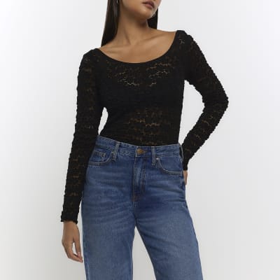 Long sleeve lace outlet tops for sale