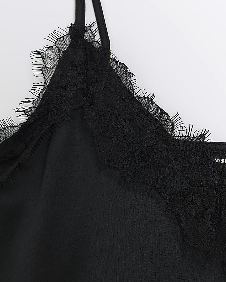 Black lace trim cami top