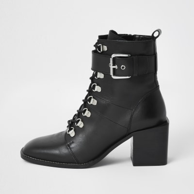 heeled block boots