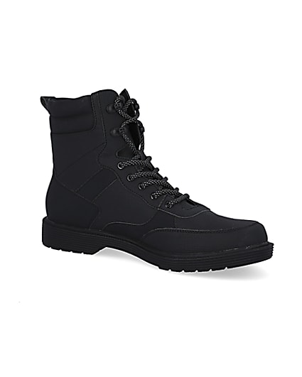 360 degree animation of product Black lace up boots frame-17