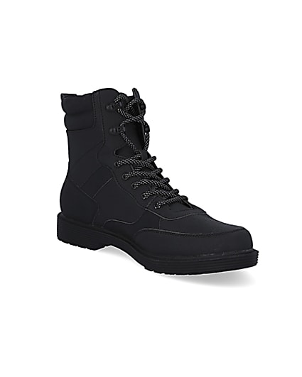 360 degree animation of product Black lace up boots frame-18