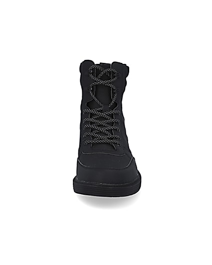 360 degree animation of product Black lace up boots frame-21