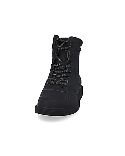 360 degree animation of product Black lace up boots frame-22