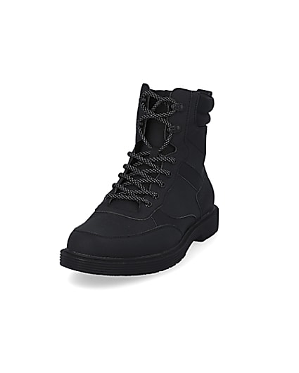 360 degree animation of product Black lace up boots frame-23